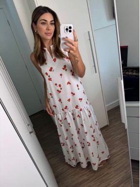 Vestido Talita Frutas Vermelha 